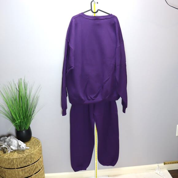 Vintage NOS Mervyn’s Cheetah Sweatsuit Purple Iris XL/L USA - Picture 2 of 4
